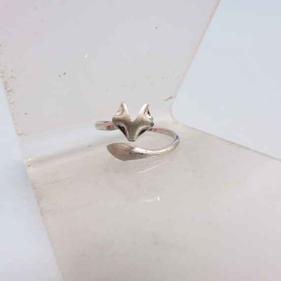 Wrap Around Fox Ring, Silverplated Metal, Size 5 … - image 1
