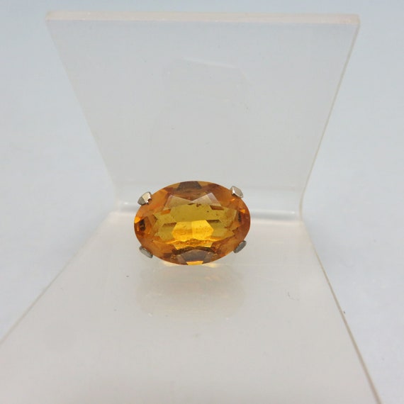 Gorgeous Vintage Golden Topaz Glass Ring, Oval Cu… - image 2