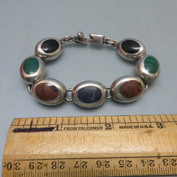 Sterling Silver Multi-stone Bracelet, Mexican Ste… - image 4