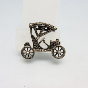 Vintage 1960s Rhinestone Antique Car Brooch
