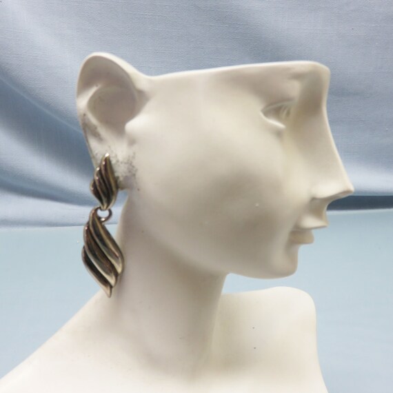 Vintage Sterling Silver Dangle Pierced Earrings, … - image 4