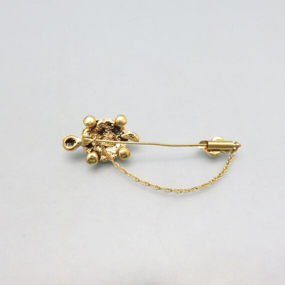 Vintage Rhinestone Golden Turtle Stick Pin* - image 5