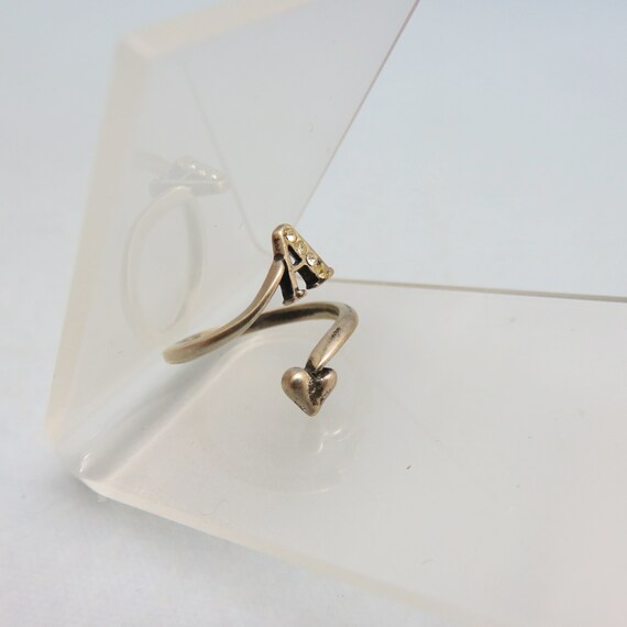 Sterling Silver Initial A Ring: Vintage Adjustabl… - image 2
