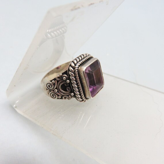 Vintage Sterling Silver Amethyst Ring: Gothic Ren… - image 3