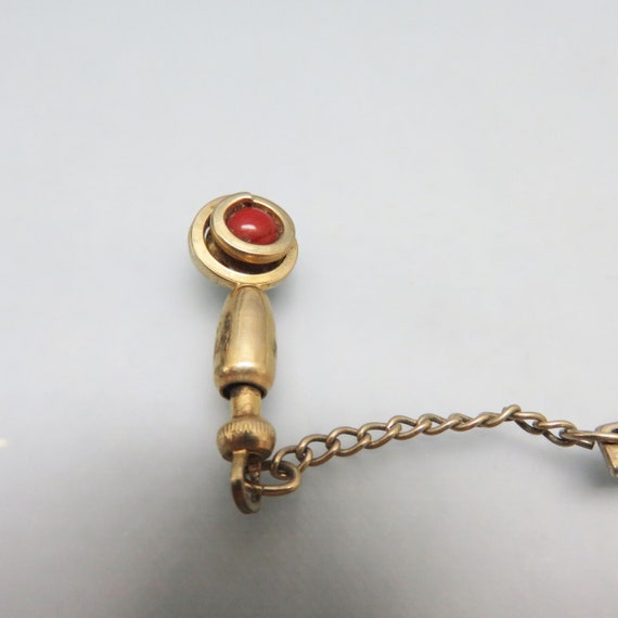 Vintage Golden Swirl and Cranberry Bead Tie Clasp… - image 2