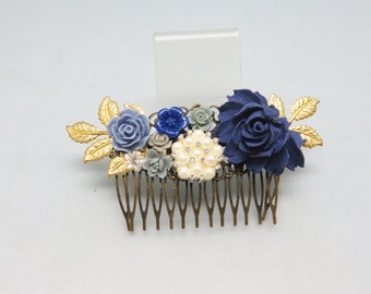 Vintage Euro Disney Hair Comb, Orange Flower Hair Comb, Hair Jewelry Vtg Euro Disney Princess Hair Comb Orange Green Flowers  main image 3