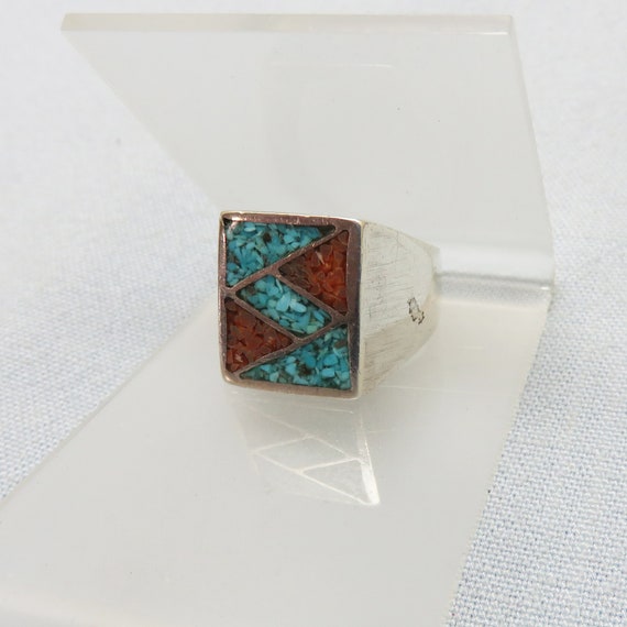 Sterling Silver Native American Coral and Turquoi… - image 1