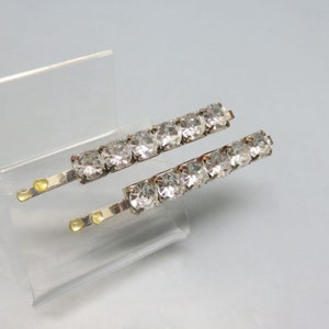 Pair of Vintage Rhinestone Bobby or Hair Pins, Big Rhinestones