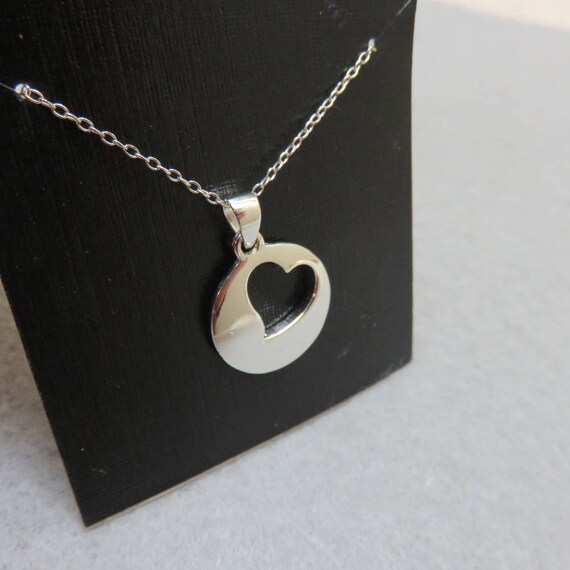 Sweet Sterling Silver Open Heart Necklace, Vintag… - image 3