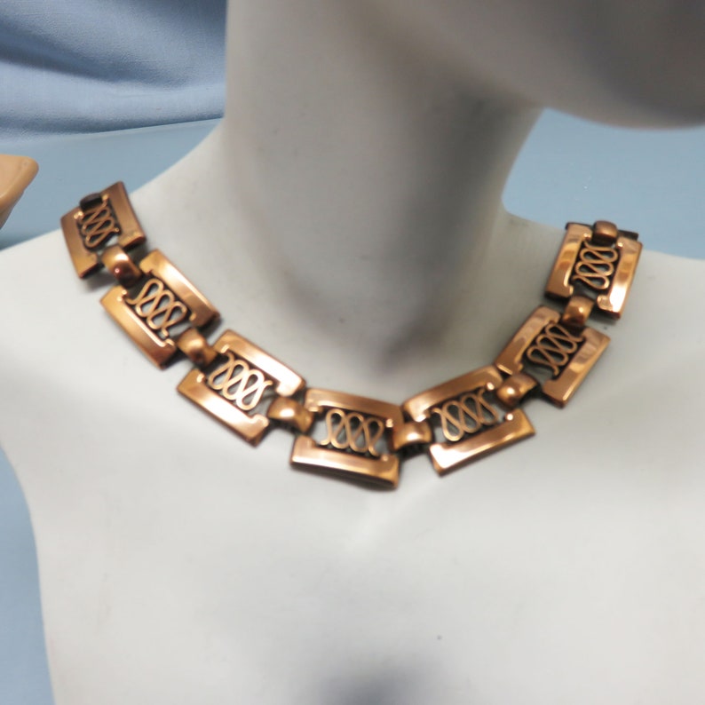 Renoir Style Copper Necklace Bracelet Set, Vintage Copper Demi Parure image 5