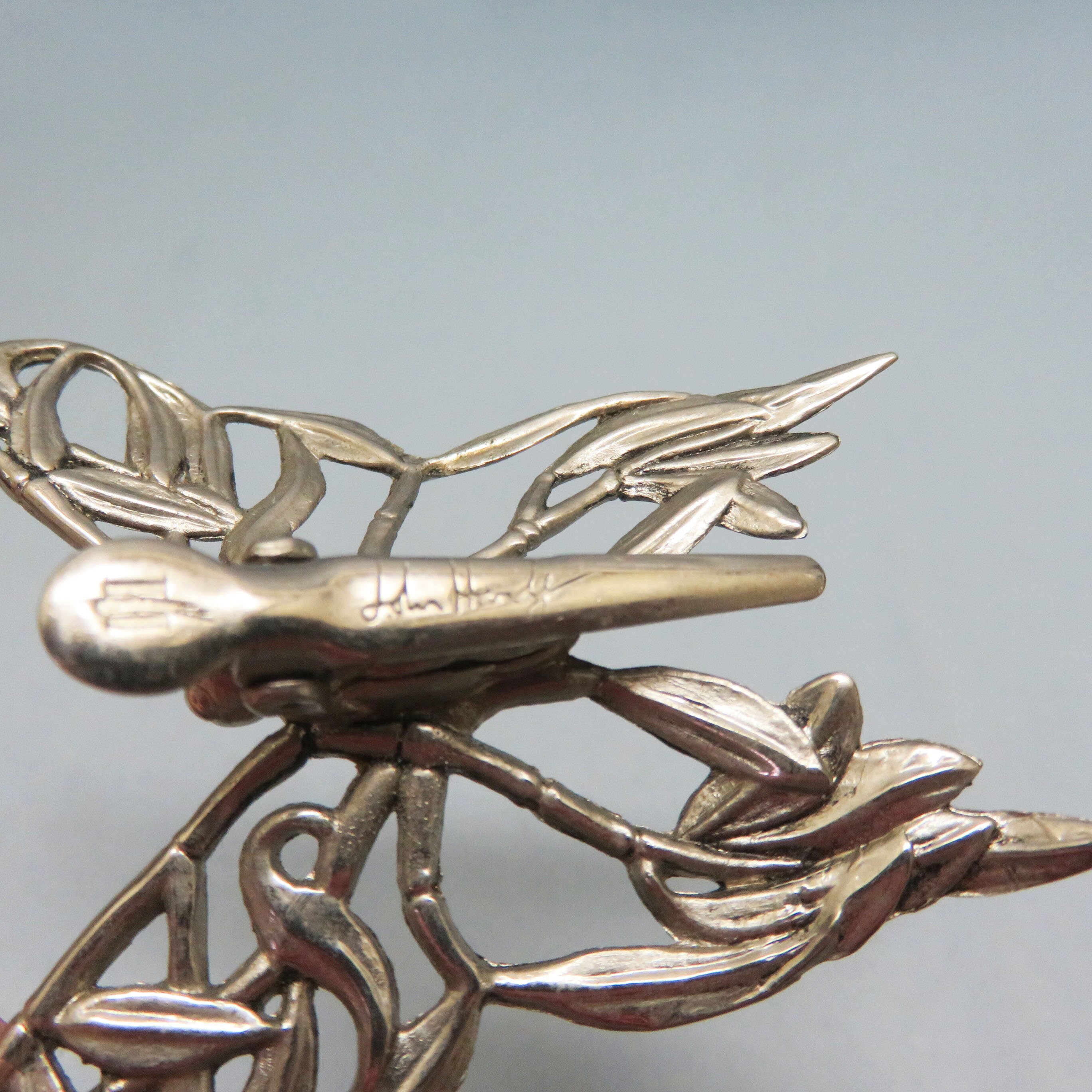 Preowned  John Hardy Silver Toned Butterfly Hair Clips Vintage JOHN HARDY Silver tone BUTTERFLY ?Wreath Circle  main image 3