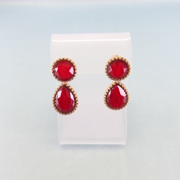 Red Jewel Earrings Etsy