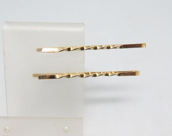 Vintage Pair of Twisted Gold Bobby or Hair Pins