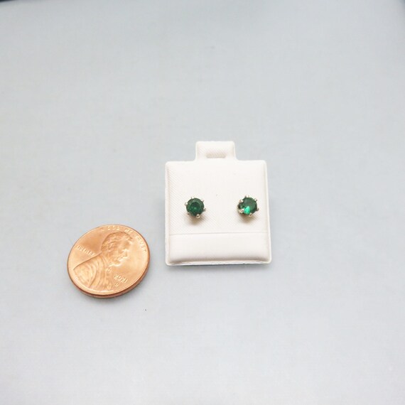Sterling Silver, Green Spinel, Tiny Stud Style Pi… - image 4
