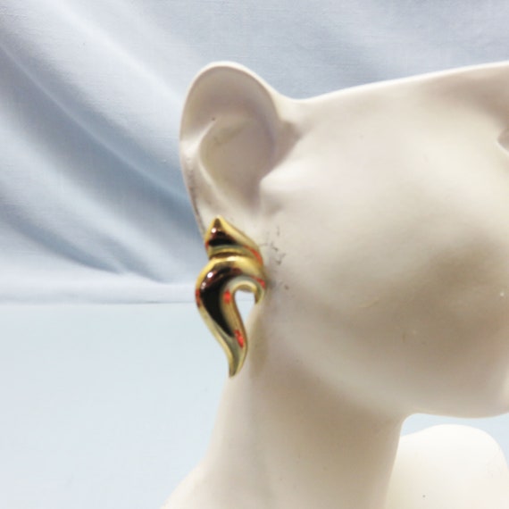 Stylized Peacock Head Pierced Earrings, Vintage G… - image 3