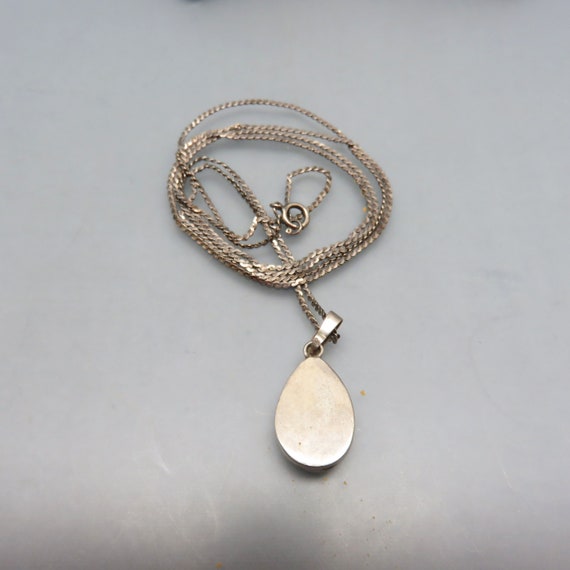 Vintage Sterling and Larimar Necklace, 30 inch St… - image 3