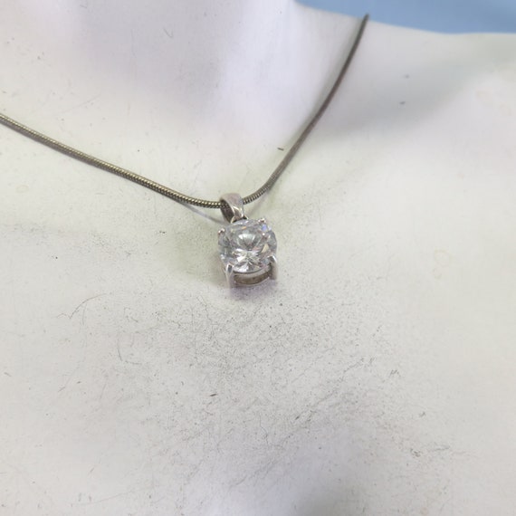 Fiery White 2 CT Cubic Zirconia Necklace, Sterlin… - image 5