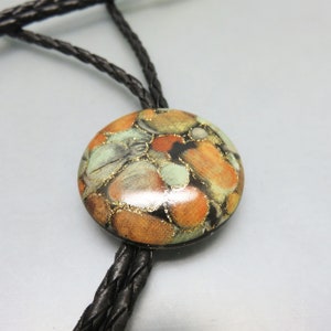 Interesting Vintage Flower Petals in Resin Bolo Tie, Rockin&#39; JK Designs,