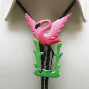 Over the top, Vintage Flamingo Bolo Tie,  Handmade