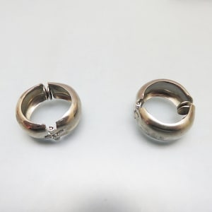 Silvertone Hoop Clip On Earrings, Vintage, 1/2 inches High,