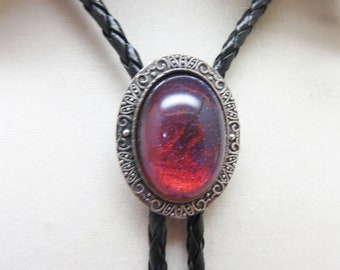 Victorian Style Mexican Fire Opal Bolo Tie, Handmade,  Formal Bolo Tie