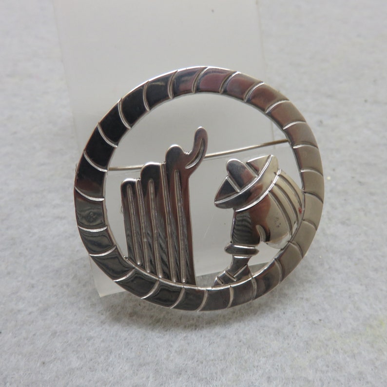 Pina Sterling Vintage Signed Mexican Sterling Silver Man and Cactus Pin Maricela Sterling