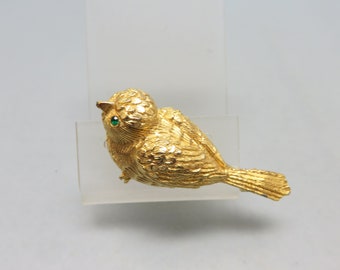 Vintage Three Dimensional Goldplated Bird Pin, 1970s