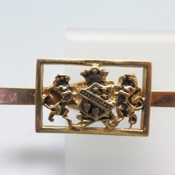Elegant Vintage Lions and Coat of Arms Golden Tie… - image 1