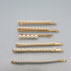 Collection of Vintage  Faux Pearl Golden Bobby or Hair Pins