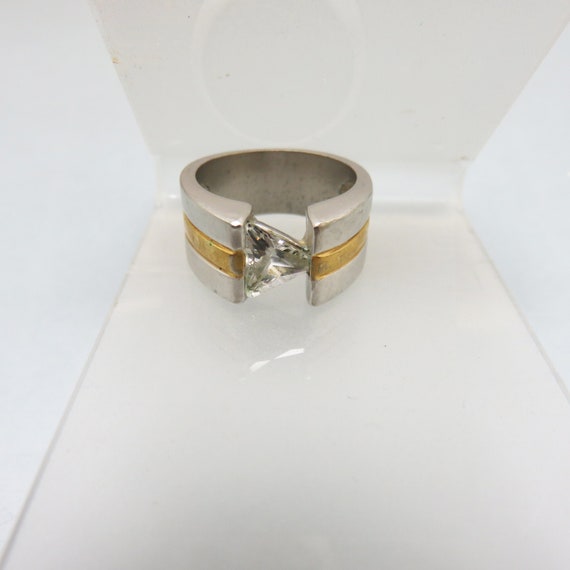 Modern Cubic Zirconia Wide Band Ring, Size 5.50, … - image 1