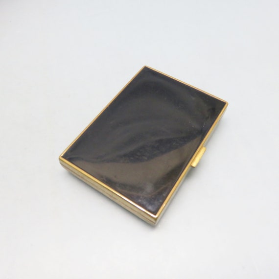 Vintage 1950s Black and Brass Shields Compact, En… - image 5