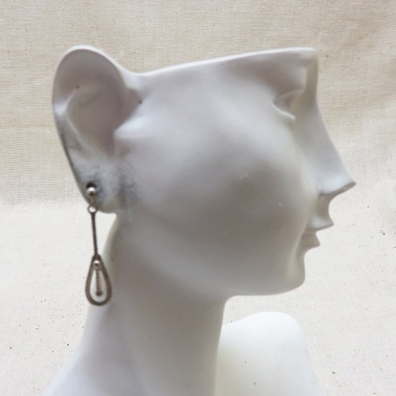 Sterling Silver Victorian Style Drop Earrings, Vi… - image 3