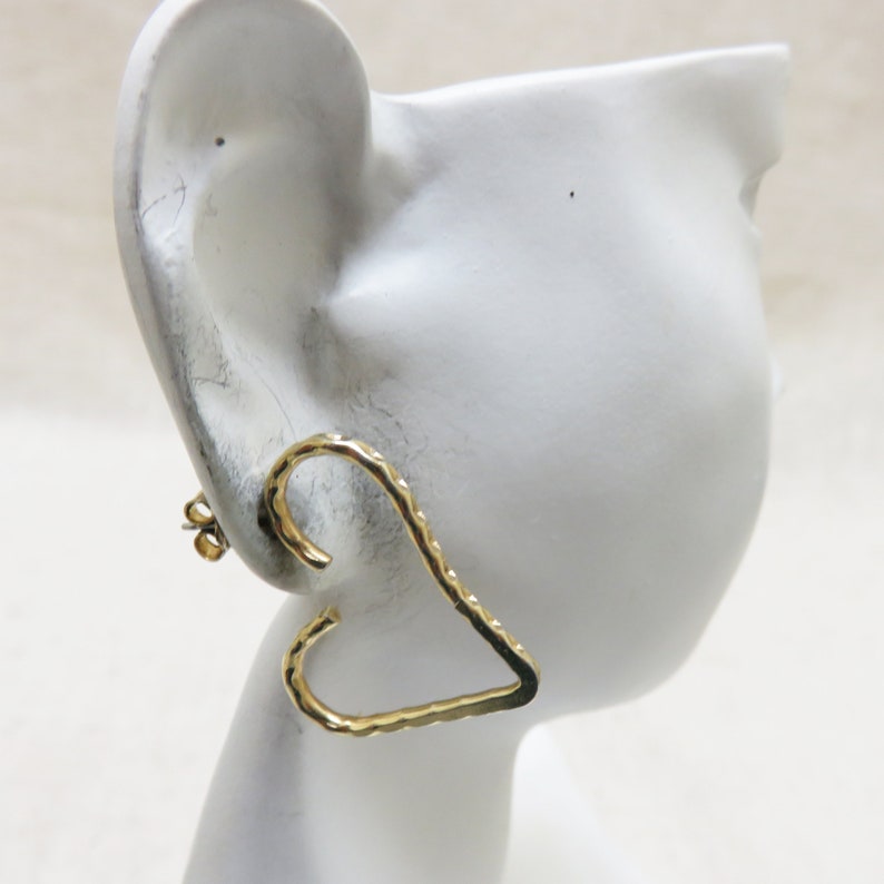 Vintage Open Heart Gold Plated Pierced Earrings