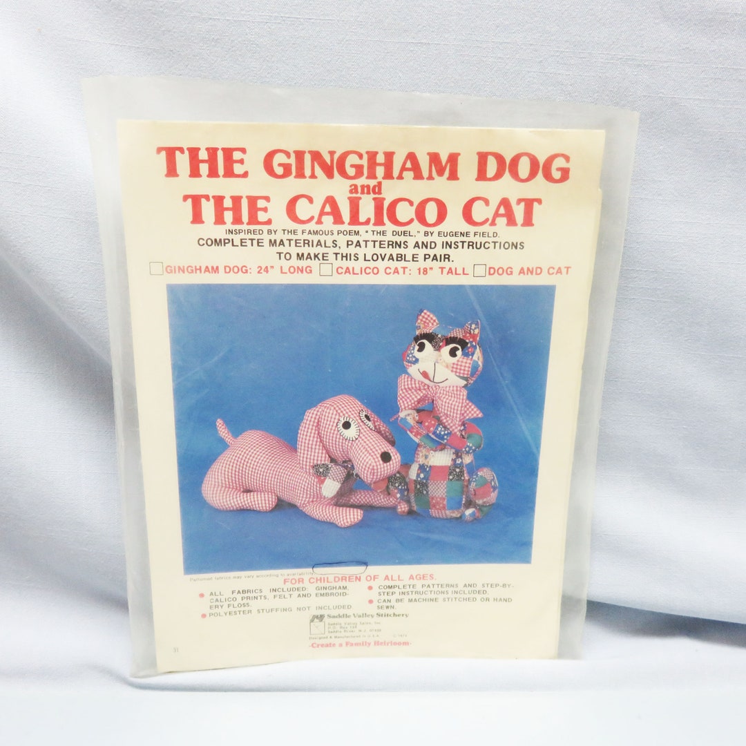 Uncut Gingham Dog and Calico Cat Patterns, Vintage Patterns, Eugene