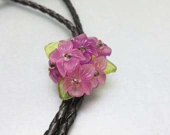 Cluster of Violets Bolo Tie, Handmade,