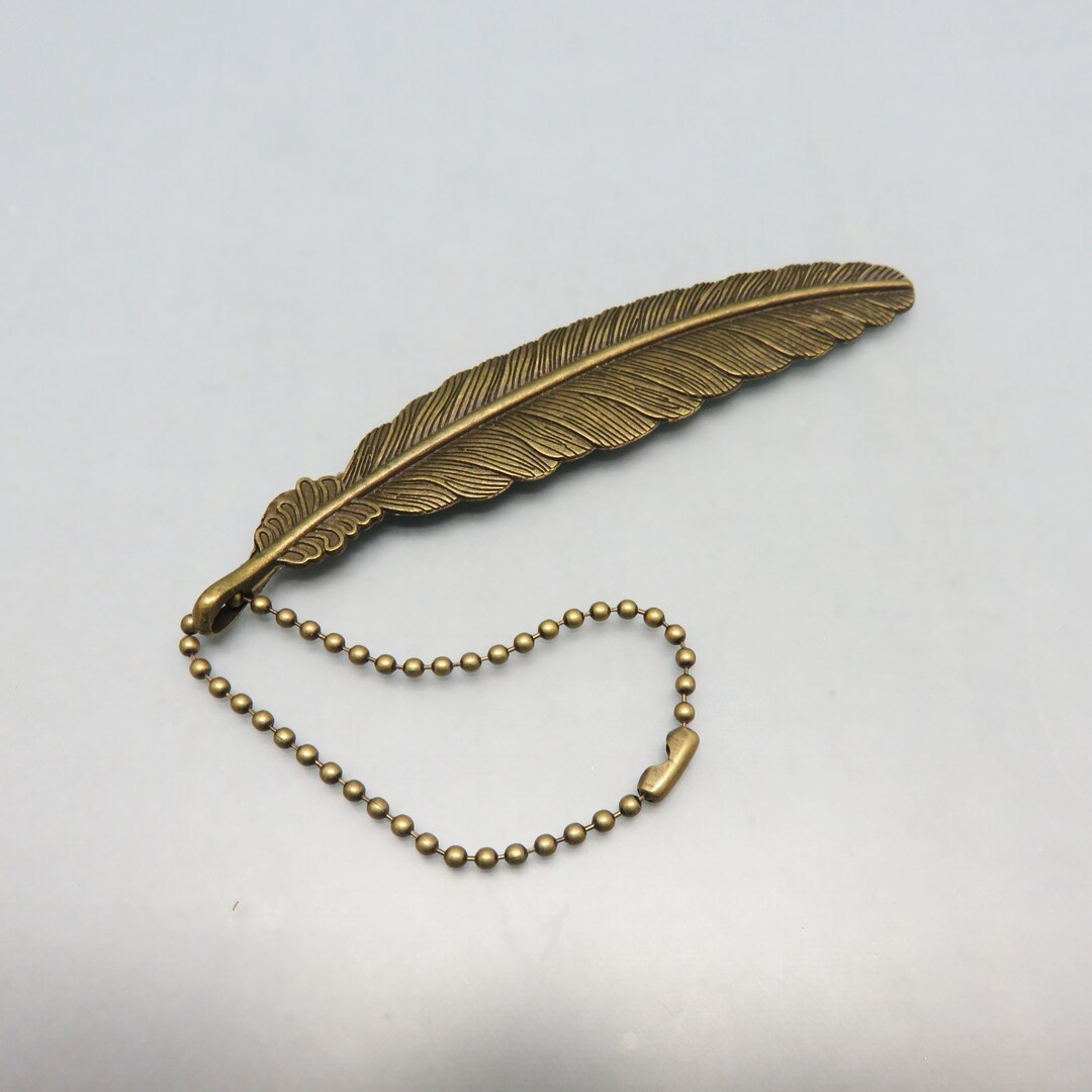 Vintage Brass Feather Key Chain Large Size Key Fob Etsy