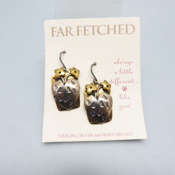 Far Fetched Vintage Sterling Silver Heart Flower Earrings View 2