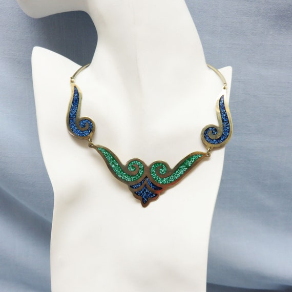 Fabulous Vintage Sodalite and Turquoise Brass Met… - image 3