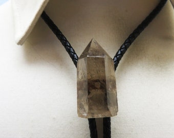 Smokey Quartz Crystal Bolo Tie, Handmade Bolo Tie