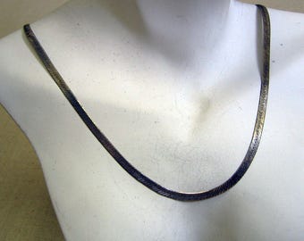 Sterling Silver Cobra  20 Inch Chain Necklace, Eighth Inch Wide, Vintage