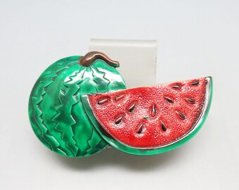 Vintage Watermelon Hair Barrette: 1980s Red & Green Plastic