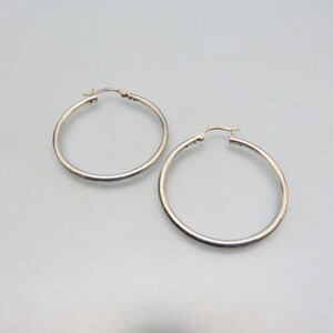 Sterling Hoop Pierced Earrings, 1 1/2 Inch High, Vintage