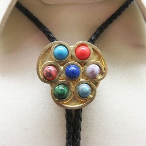 Vintage Faux Gemstone Golden Bolo Tie, Unisex Bolo Tie, Handmade Bolo Tie