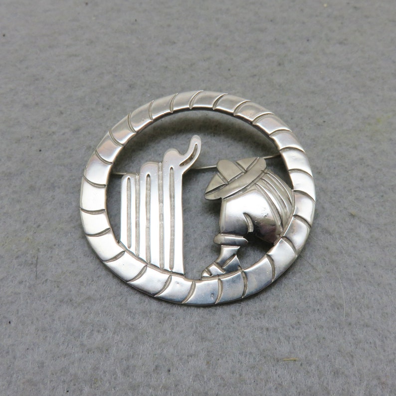 Pina Sterling Vintage Signed Mexican Sterling Silver Man and Cactus Pin Maricela Sterling