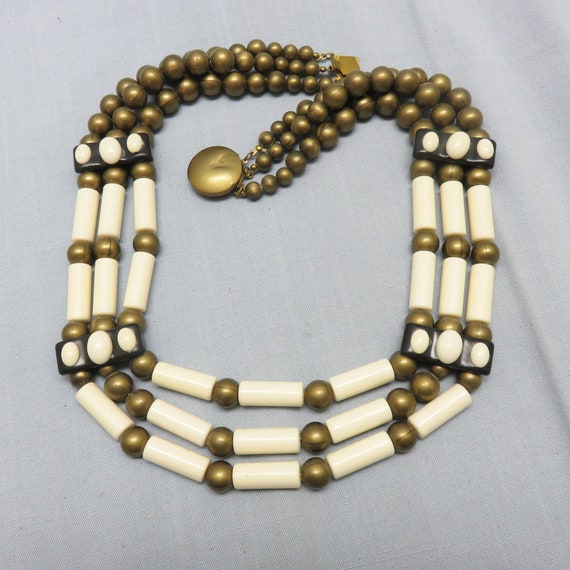 1980s African Design Plastic Bead Necklace, Gorge… - image 1