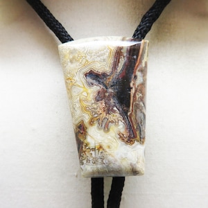Brown Crazy Lace Agate Bolo Slide, Handmade Big and Bold Pattern