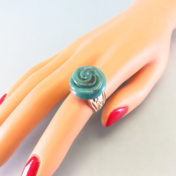 Sterling Silver Turquoise Rose Ring,   Size 6, Vi… - image 6