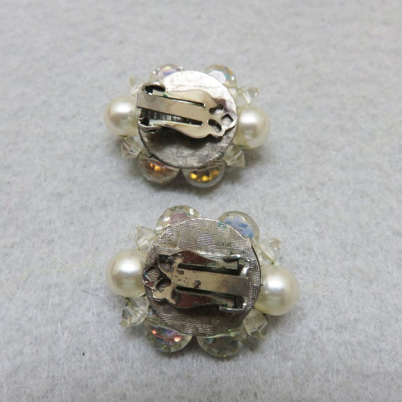 Bridal Pearls and Crystal Clip Earrings, Vintage … - image 2