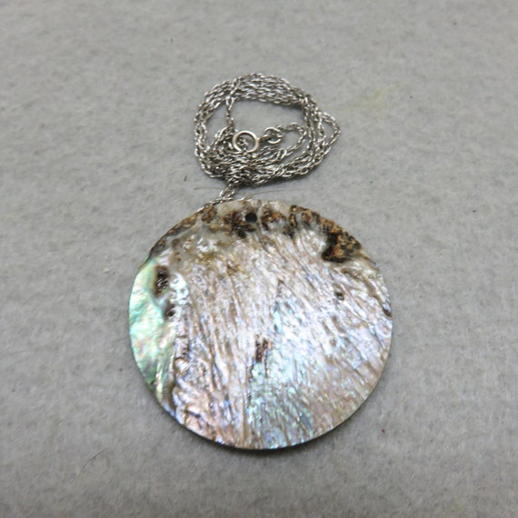 Abalone Shell Pendant and Chain, MINT, Sterling 1… - image 4