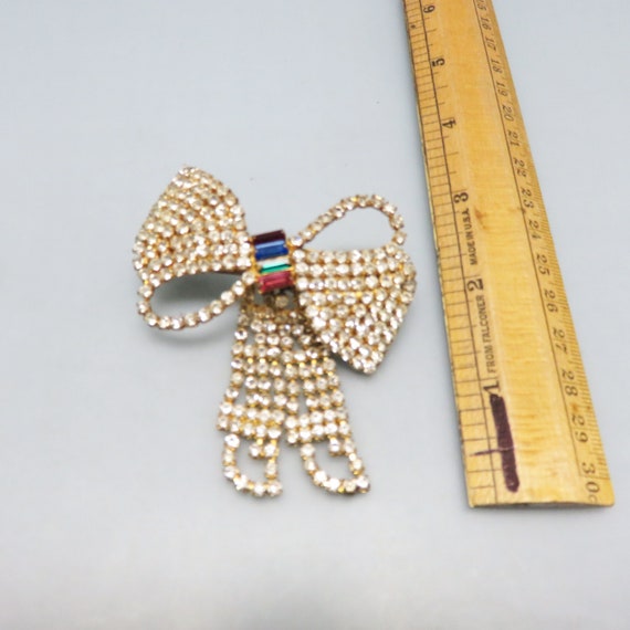 Vintage Rhinestone Bow Shaped Barrette, 1960s - image 2